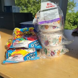 Colorful Party Streamers and Balloons Set